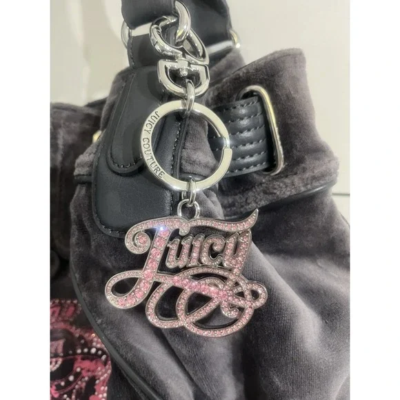 Vintage Juicy Couture Purse/Bag/Day‎ Dreamer/Y2K/Charms/Gray/Pink Mirror